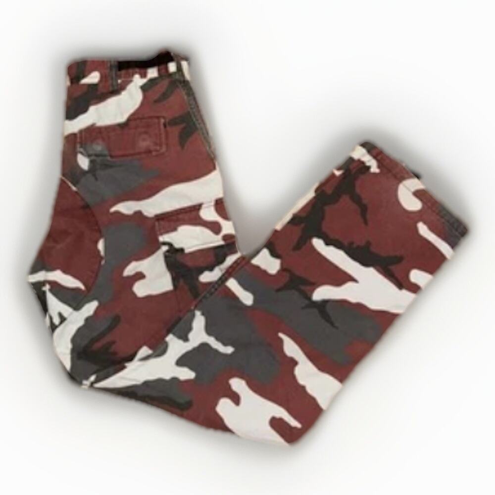 Vintage Rothco Red Camo Cargo Pants 30x30 Military Tactical Streetwear Y2K